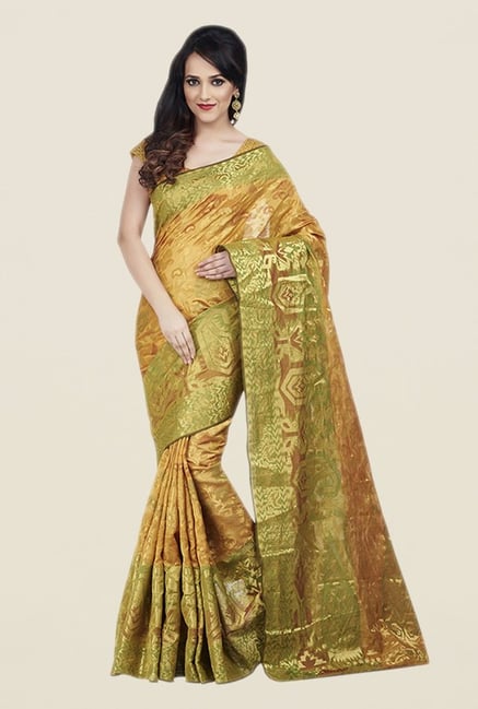 Shonaya Gold & Green Poly Cotton Saree Shonaya Gold & Green Poly Cotton Saree