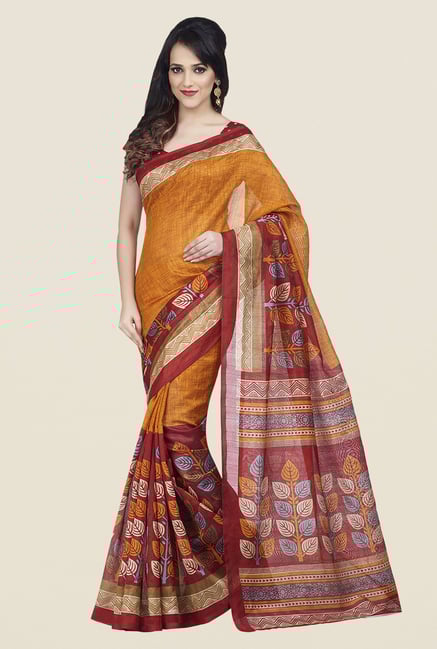 Shonaya Red & Orange Bhagalpuri Art Silk Saree Shonaya Red & Orange Bhagalpuri Art Silk Saree