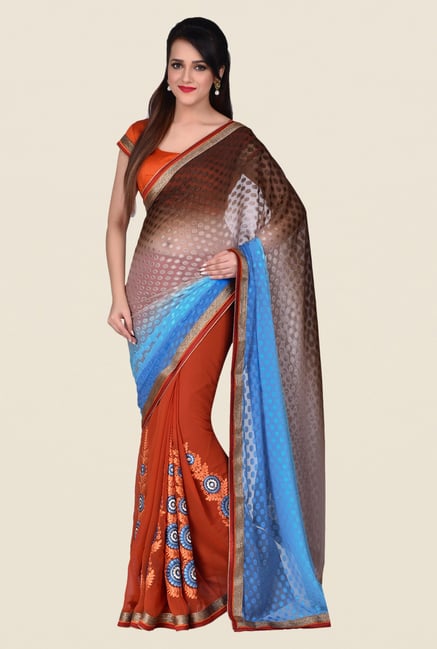 Shonaya Brown & Grey Georgette Saree Shonaya Brown & Grey Georgette Saree