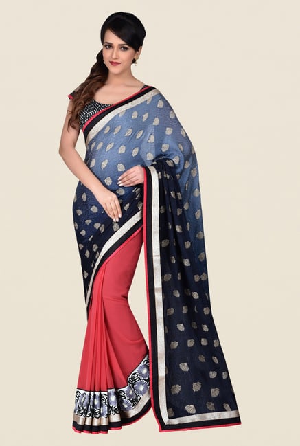 Shonaya Navy & Pink Georgette Saree Shonaya Navy & Pink Georgette Saree