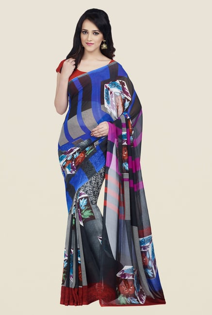 Shonaya Multicolor Dani Georgette Free Size Dry Clean Saree Shonaya Multicolor Dani Georgette Free Size Dry Clean Saree