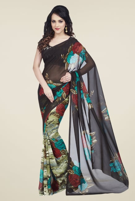 Shonaya Brown & Olive Dani Georgette Saree Shonaya Brown & Olive Dani Georgette Saree