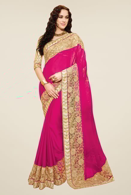 Shonaya Pink & Gold Georgette Saree Shonaya Pink & Gold Georgette Saree