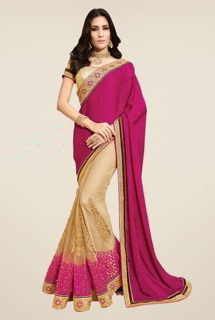 Shonaya Beige & Beige Net & Chiffon Embroidered Saree Shonaya Beige & Beige Net & Chiffon Embroidered Saree