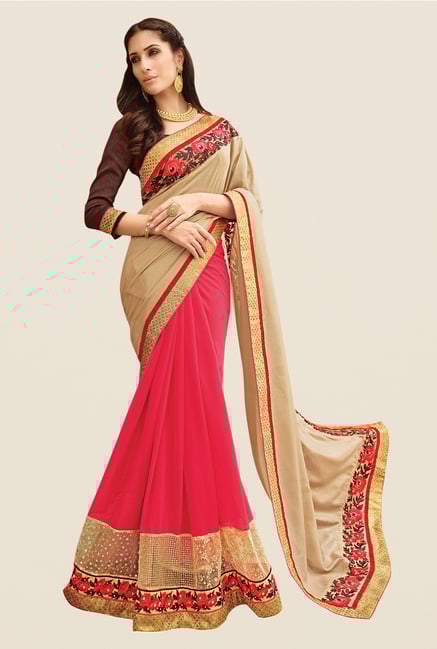 Shonaya Pink & Beige Georgette Saree Shonaya Pink & Beige Georgette Saree