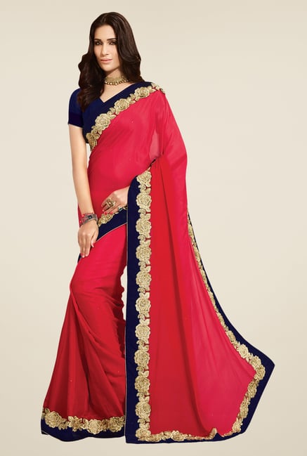 Shonaya Red Chiffon Saree Shonaya Red Chiffon Saree