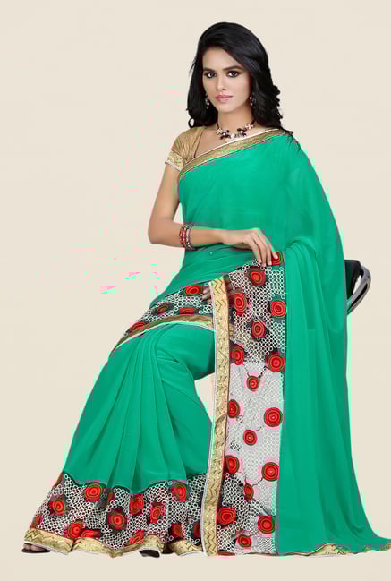 Shonaya Green Georgette & Net Saree Shonaya Green Georgette & Net Saree