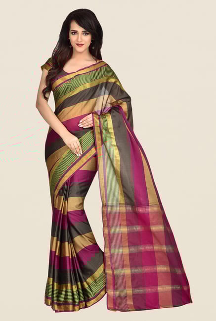 Shonaya Multicolor Banarasi Art Stripes Saree Shonaya Multicolor Banarasi Art Stripes Saree
