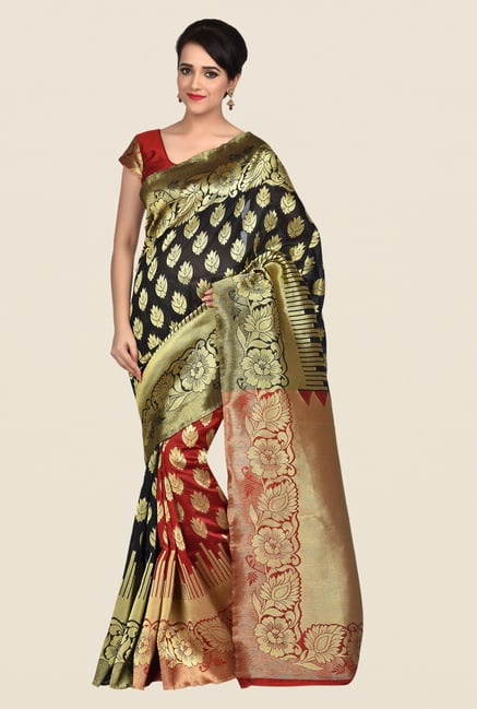 Shonaya Black & Gold Banarasi Art Silk Printed Saree Shonaya Black & Gold Banarasi Art Silk Printed Saree
