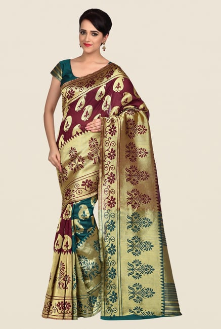 Shonaya Maroon & Gold Banarasi Art Silk Saree Shonaya Maroon & Gold Banarasi Art Silk Saree