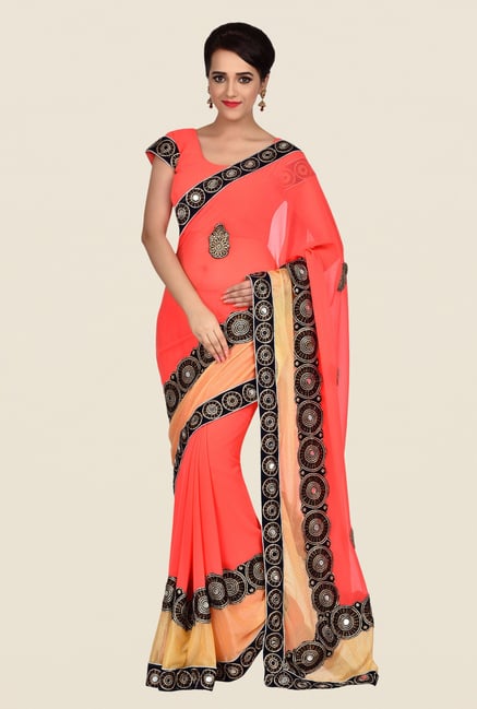 Shonaya Coral Georgette Chiffon Embroidered Saree Shonaya Coral Georgette Chiffon Embroidered Saree