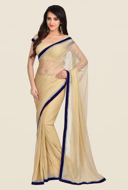 Shonaya Beige Lycra Printed Saree Shonaya Beige Lycra Printed Saree