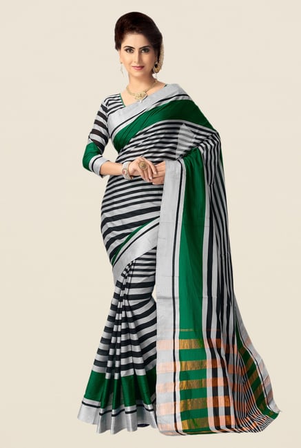 Shonaya Grey & Green Cotton Silk Saree Shonaya Grey & Green Cotton Silk Saree