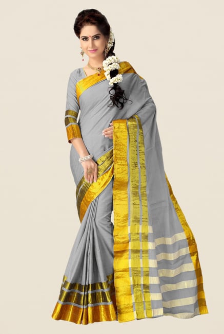 Shonaya Grey & Gold Cotton Silk Saree Shonaya Grey & Gold Cotton Silk Saree