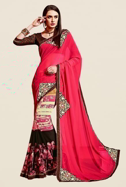 Shonaya Pink & Brown Georgette Saree Shonaya Pink & Brown Georgette Saree