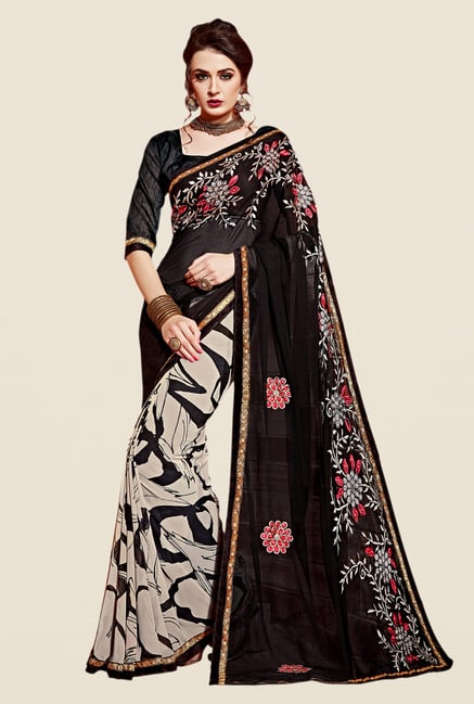 Shonaya Black & Beige Georgette Saree Shonaya Black & Beige Georgette Saree