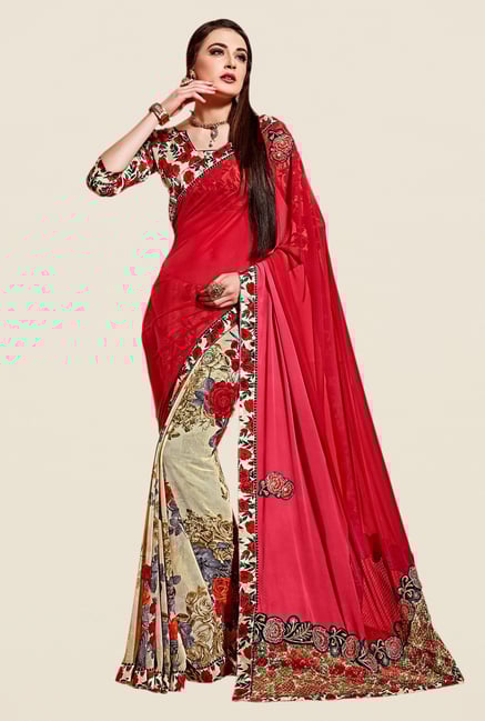 Shonaya Multicolor Georgette & Net Floral Saree Shonaya Multicolor Georgette & Net Floral Saree