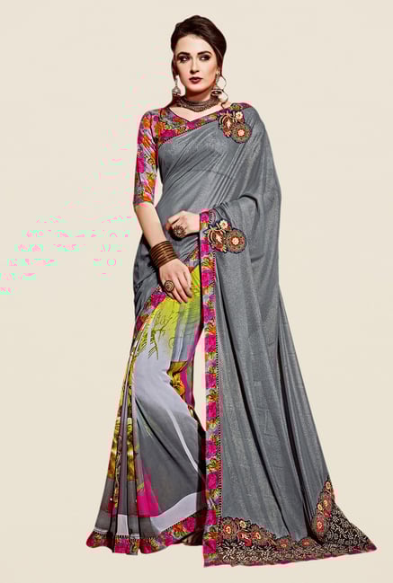 Shonaya Grey Georgette & Net Saree Shonaya Grey Georgette & Net Saree