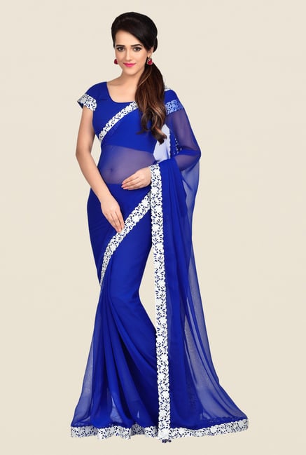Shonaya Blue Georgette Chiffon Saree Shonaya Blue Georgette Chiffon Saree