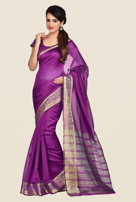 Shonaya Purple Banarasi Art Silk Saree Shonaya Purple Banarasi Art Silk Saree