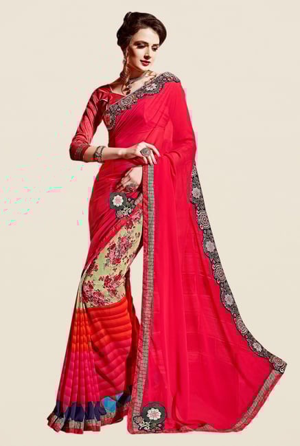 Shonaya Pink & Beige Georgette Dry Clean Saree Shonaya Pink & Beige Georgette Dry Clean Saree