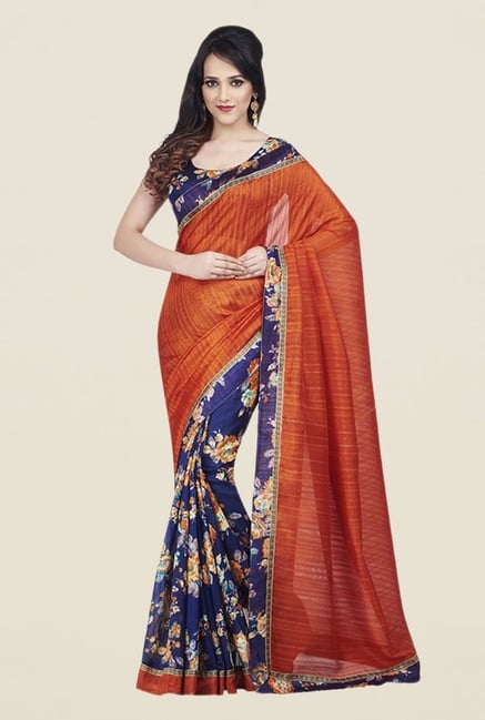 Shonaya Orange & Blue Bhagalpuri Art Silk Saree Shonaya Orange & Blue Bhagalpuri Art Silk Saree