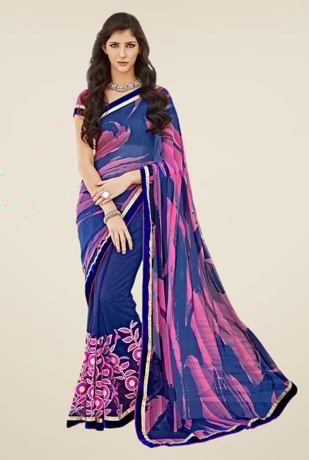 Shonaya Blue & Pink Georgette Saree Shonaya Blue & Pink Georgette Saree