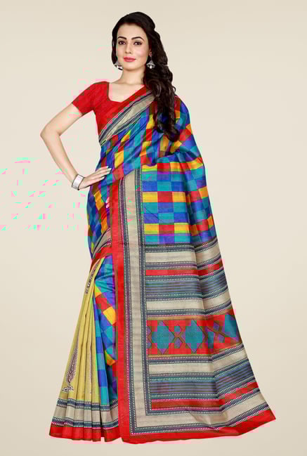 Shonaya Multicolor Bhagalpuri Art Silk Checked Saree Shonaya Multicolor Bhagalpuri Art Silk Checked Saree
