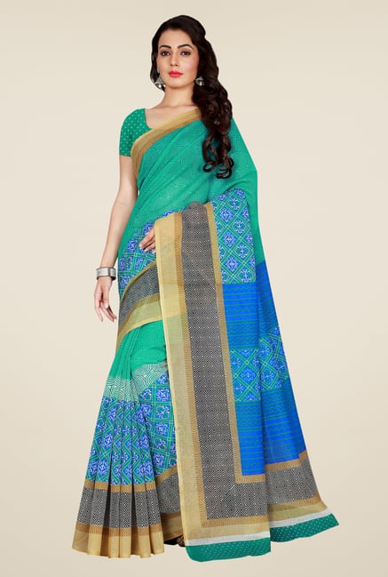 Shonaya Green & Blue Art Silk Saree Shonaya Green & Blue Art Silk Saree