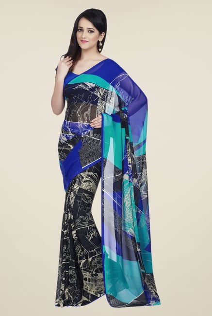 Shonaya Black & Blue Dani Georgette Saree Shonaya Black & Blue Dani Georgette Saree