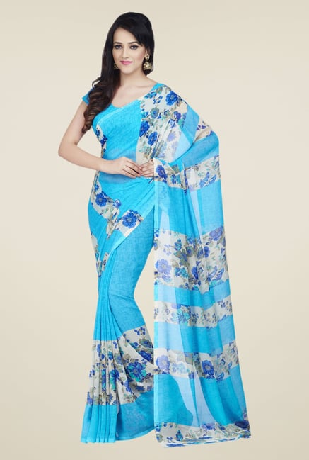 Shonaya Sky Blue Dani Georgette Saree Shonaya Sky Blue Dani Georgette Saree