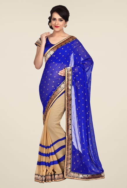 Shonaya Blue & Beige Georgette Saree Shonaya Blue & Beige Georgette Saree