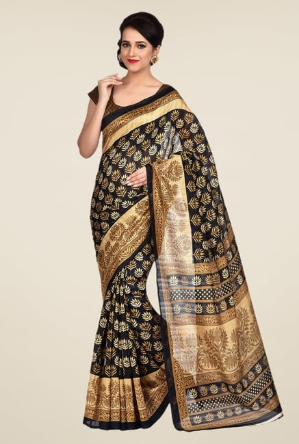 Shonaya Black & Beige Bhagalpuri Art Silk Saree Shonaya Black & Beige Bhagalpuri Art Silk Saree