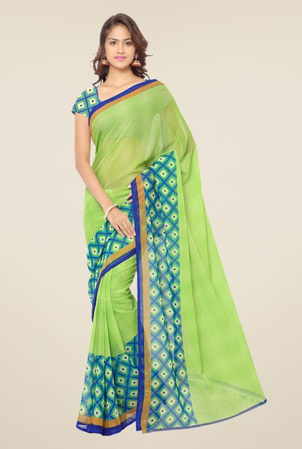 Triveni Green Printed Faux Georgette Saree Triveni Green Printed Faux Georgette Saree