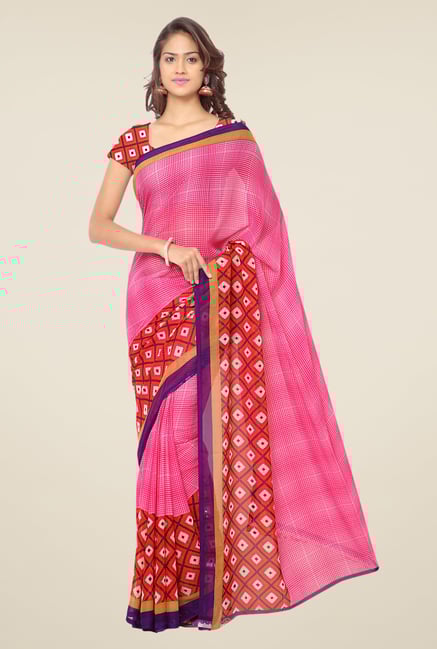 Triveni Pink Printed Faux Georgette Saree Triveni Pink Printed Faux Georgette Saree