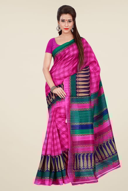 Shonaya Pink & Teal Bhagalpuri Silk Checks Saree Shonaya Pink & Teal Bhagalpuri Silk Checks Saree
