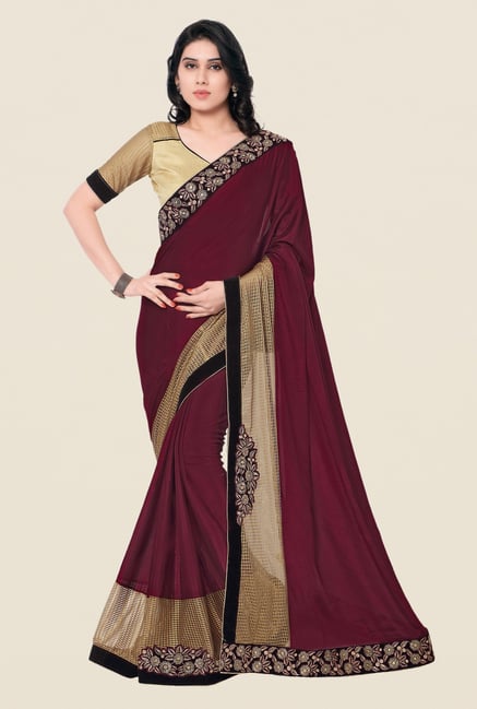 Shonaya Purple Chinnon Embroidered Saree Shonaya Purple Chinnon Embroidered Saree