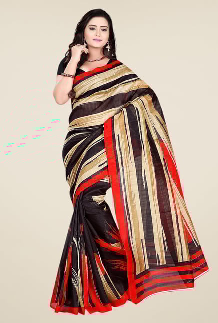 Shonaya Black & Beige Bhagalpuri Silk Printed Saree Shonaya Black & Beige Bhagalpuri Silk Printed Saree