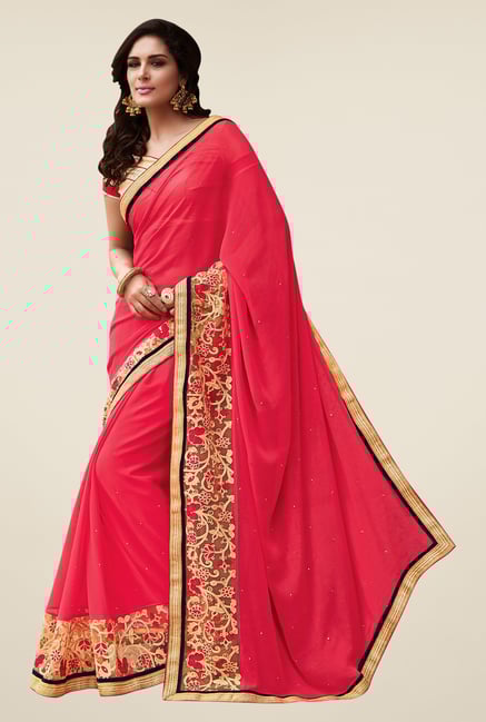 Shonaya Pink Georgette Embroidered Saree Shonaya Pink Georgette Embroidered Saree