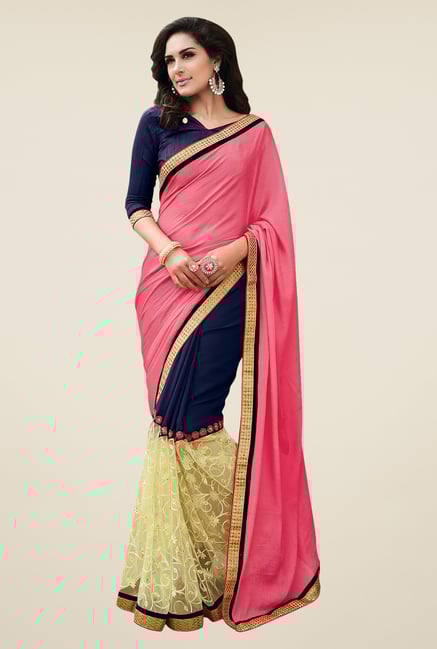 Shonaya Pink Georgette Net & Satin Embroidered Saree Shonaya Pink Georgette Net & Satin Embroidered Saree