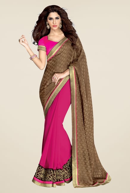 Shonaya Brown & Pink Georgette Saree Shonaya Brown & Pink Georgette Saree