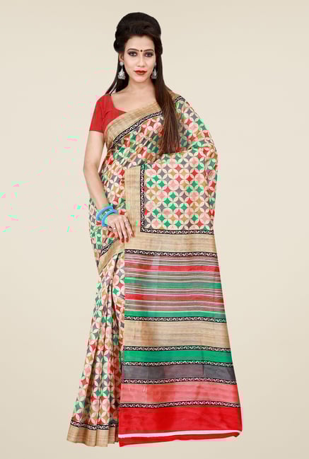 Shonaya Multicolor Bhagalpuri Art Printed Saree Shonaya Multicolor Bhagalpuri Art Printed Saree