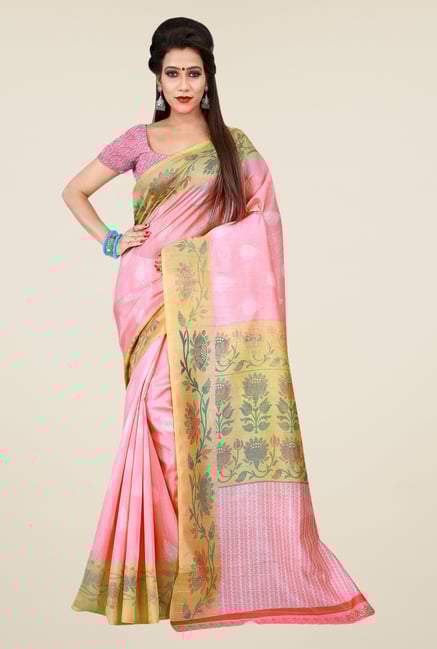 Shonaya Pink & Beige Bhagalpuri Art Silk Printed Saree Shonaya Pink & Beige Bhagalpuri Art Silk Printed Saree