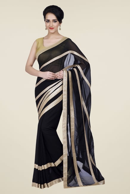 Shonaya Black Georgette Solid Saree Shonaya Black Georgette Solid Saree