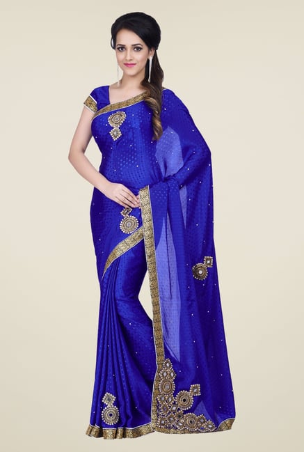 Shonaya Blue Jacquard Embroidered Saree Shonaya Blue Jacquard Embroidered Saree
