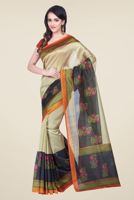 Shonaya Beige & Rust Bhagalpuri Silk Printed Saree Shonaya Beige & Rust Bhagalpuri Silk Printed Saree