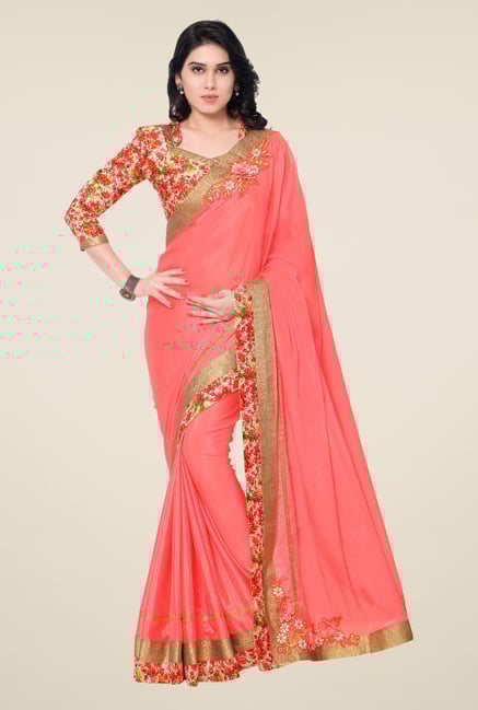 Shonaya Pink Chinnon Embroidered Saree Shonaya Pink Chinnon Embroidered Saree
