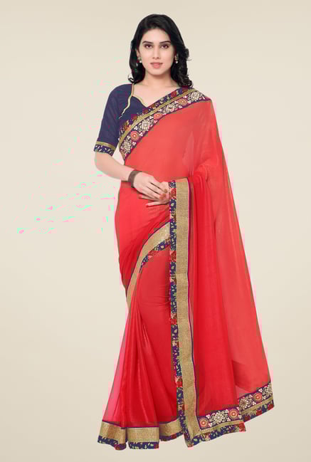 Shonaya Coral Georgette Embroidered Saree Shonaya Coral Georgette Embroidered Saree