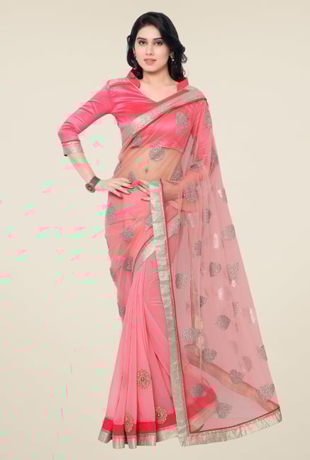 Shonaya Pink Net & Georgette Printed Saree Shonaya Pink Net & Georgette Printed Saree
