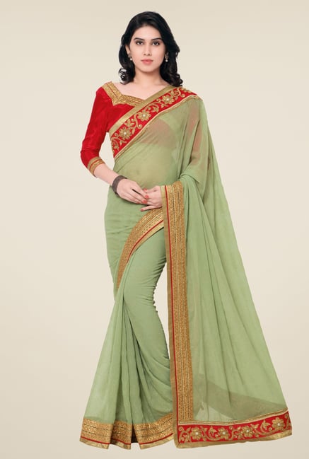 Shonaya Green Embellished Georgette Embellished Saree Shonaya Green Embellished Georgette Embellished Saree